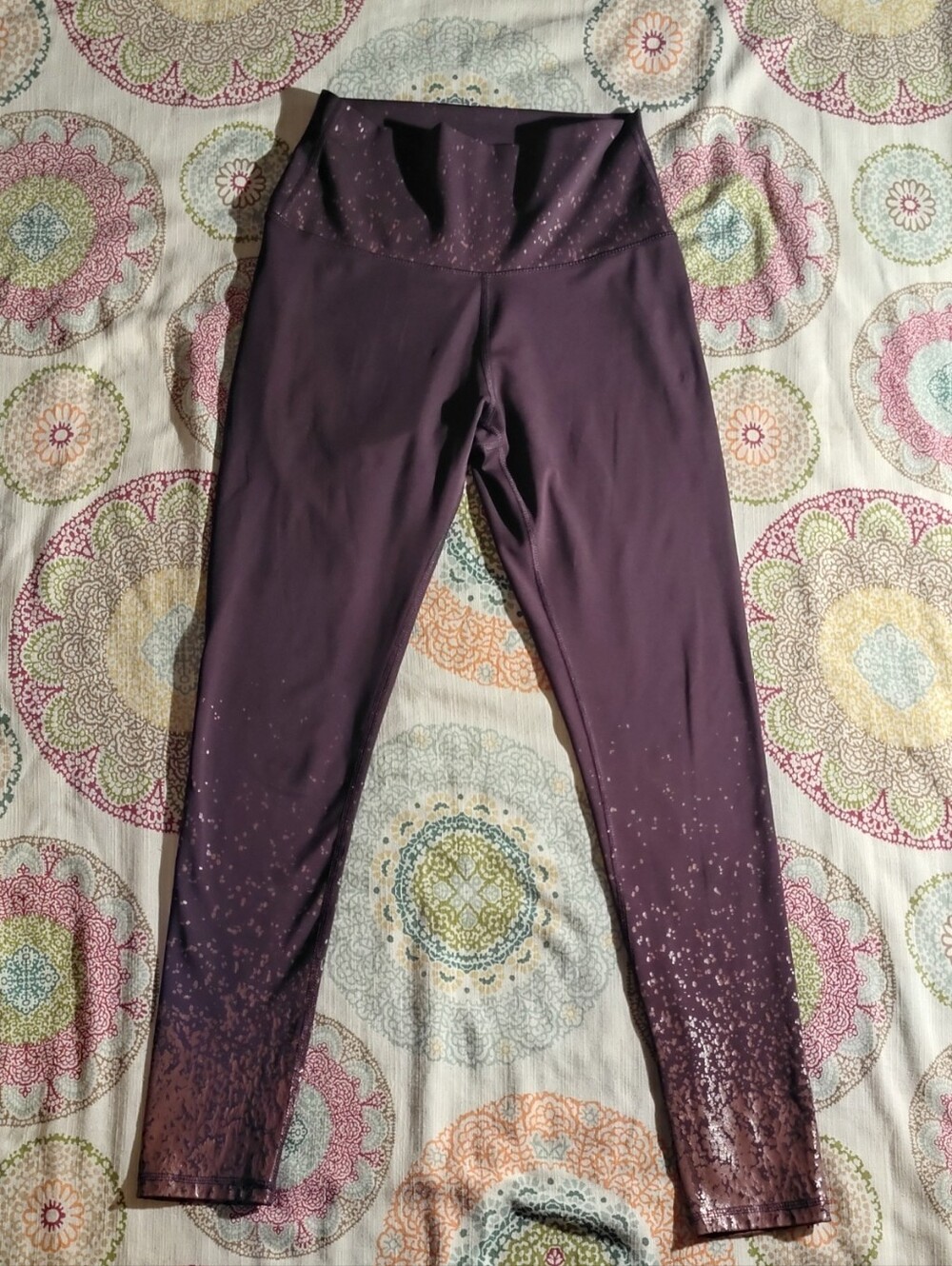 Z by Zobha High-Waisted Shine Ankle Leggings - Raisin Ombre - Size M